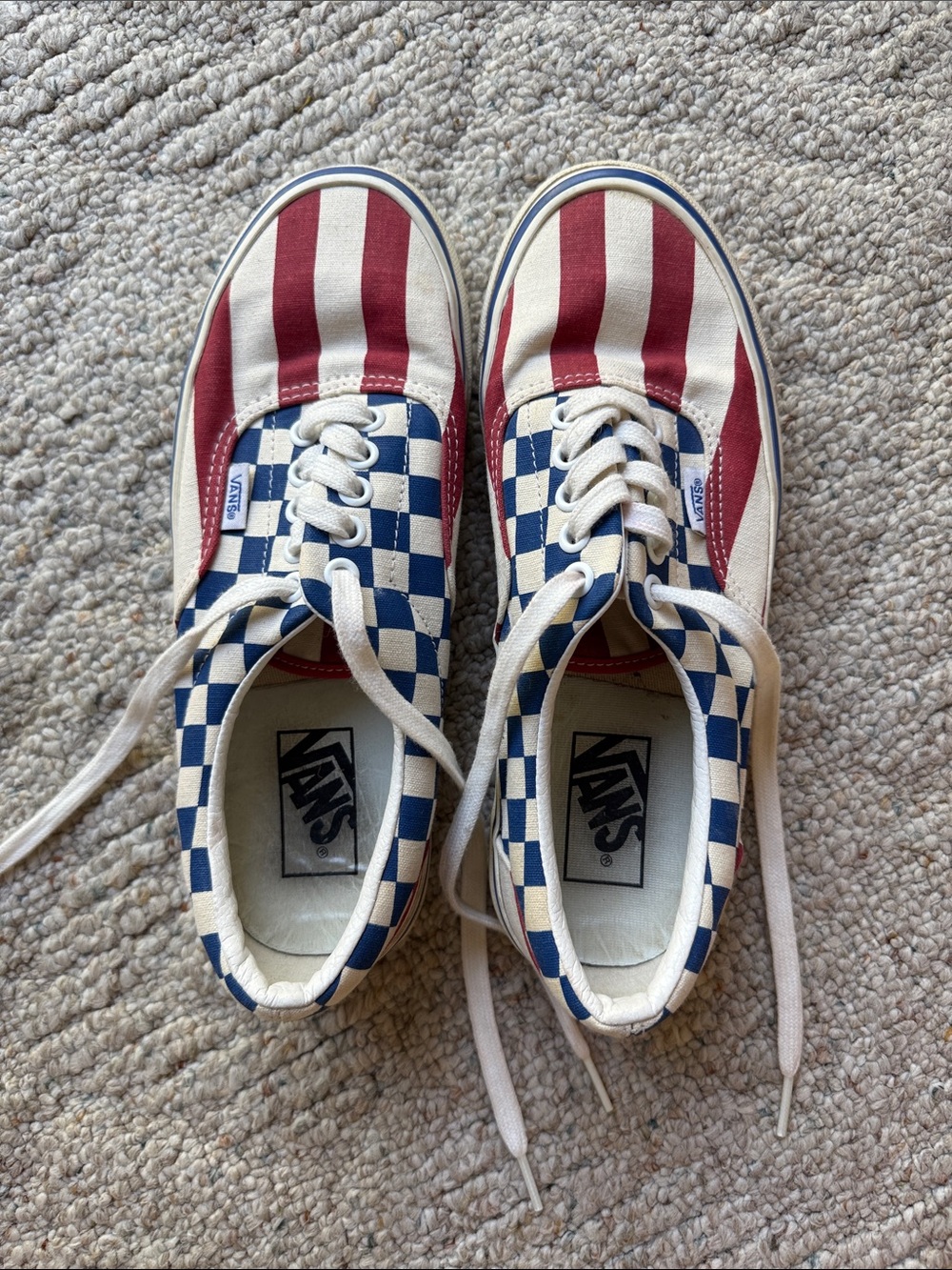Vans Checker & Stripe Low-Top Sneakers in Red, Blue and White 🇺🇸 - Picture 5 of 5